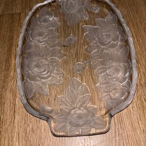 Mikasa Frosted Glass Rose Serving Tray - Clear
